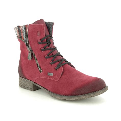 rieker   red suede ankle boots