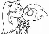 Titans Blackfire Starfire Hugs Wecoloringpage Abbraccia Aqualad sketch template