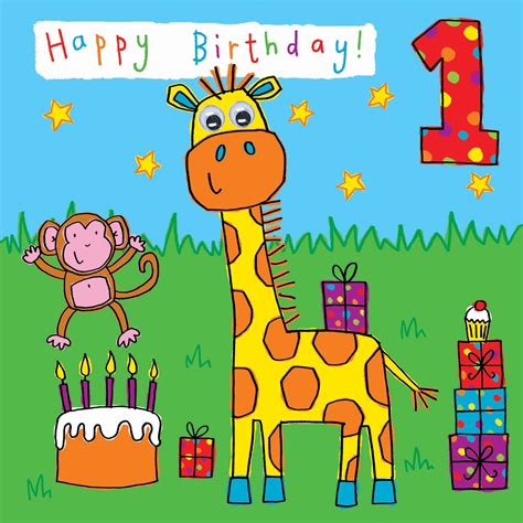 buy twizler st birthday card  child  giraffe  monkey