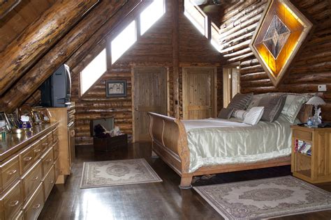 log home  northfork stately loft master bedroom