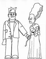 Frankenstein Coloring Pages Bride Halloween Line Drawing Part Getdrawings Clowns Romance Corn Terrible Candy Tuesday Wonderstrange sketch template