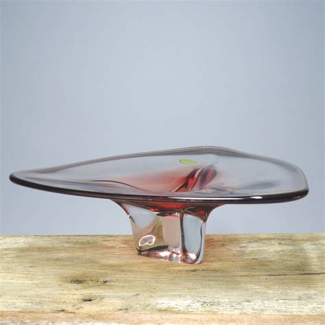 adam jablonski handmade large crystal bowl unique pink red etsy