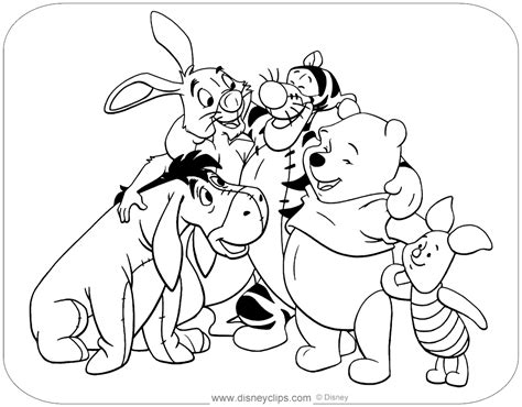 winnie  pooh mixed group coloring pages  disneyclipscom