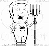 Farmer Coloring Cartoon Boy Pitchfork Clipart Microphone Vector Thoman Cory Outlined Pages Royalty Getdrawings Getcolorings sketch template