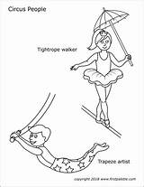 Coloring Circus Acrobat Trapeze Walker Tightrope sketch template