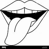 Tongue Mouth Lips Icon Smiling Alamy Illustration Vector sketch template