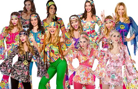 ladies womens hippie hippy fancy dress costume   groovy flower