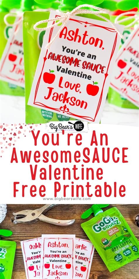 youre  awesomesauce valentine  printable big bears wife