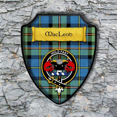 macleod bull badge shield plaque  scottish clan coat  arms badge  clan plaid tartan