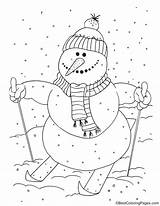 Snowman Skiing Coloring sketch template