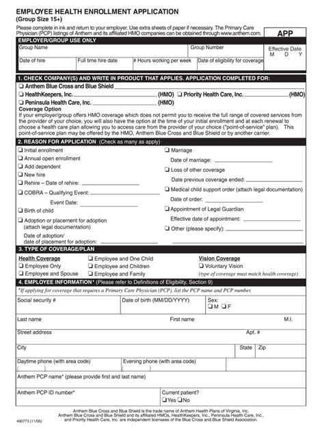 Enrollment Application Anthem Form Fill Out And Sign Online Dochub