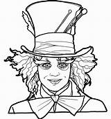 Coloring Mad Pages Alice Tim Burton Hatter Wonderland Pays Des Merveilles Au Coloriage Imprimer Film Le Dessin Drawings Para Disney sketch template