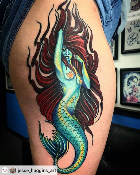 Thigh Lovely Mermaid Tattoos 2 Mermaid Sleeve Tattoos Mermaid Tattoo