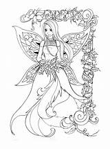 Fairy Feen Lineart Elfen Malvorlagen Fae Ausmalen Ausdrucken Ausmalbild Erwachsene Elfo Kostenlos sketch template