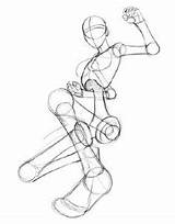 Drawing Pose Poses Action Reference Anime Crouch People Sketch Ninja Figure sketch template