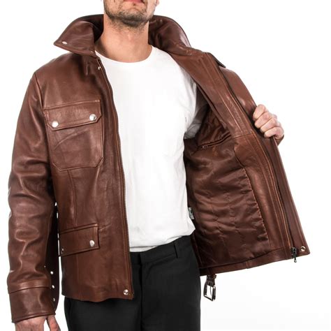 italian handmade men lambskin genuine leather jacket belted brown xs  xl