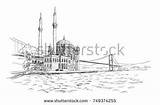Turkish Mosque Bosphorus Istanbul Sketch Coloring Ortakoy sketch template