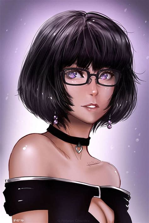 Anime Girl With Short Black Hair And Glasses