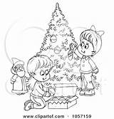 Christmas Tree Outline Coloring Children Trimming Clipart Clip Illustration Royalty Bannykh Alex 2021 Clipartof sketch template
