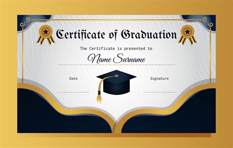 elegant blue  gold certificate  graduation template  vector