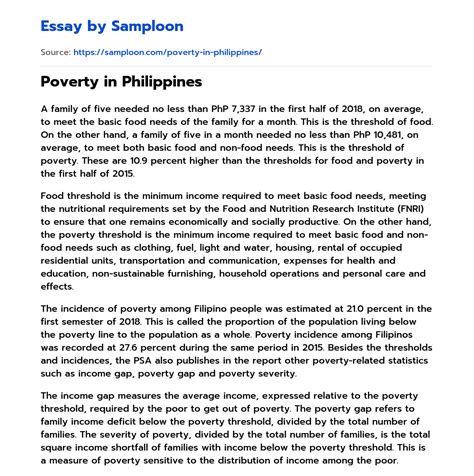 poverty  philippines  essay sample  samplooncom