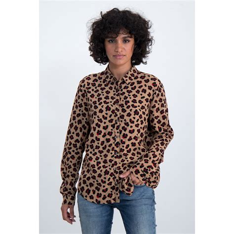 blouse met   panter print  garcia blouse  safari brown