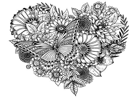 flowers butterfly flowers adult coloring pages