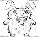 Ugly Rabbit Cartoon Outlined Drooling Coloring Clipart Thoman Cory Vector 2021 sketch template