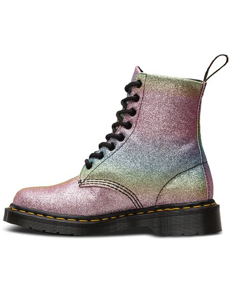 dr martens pascal rainbow glitter womens retro  glam boots