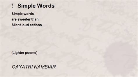 simple words simple words poem  gayatri nambiar