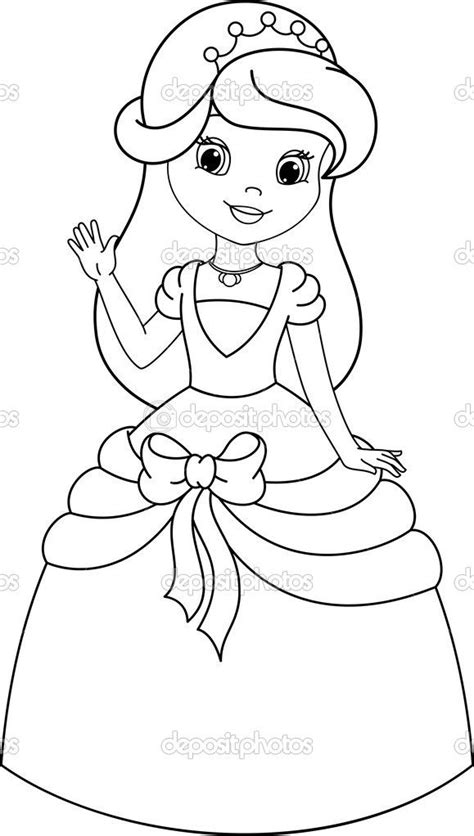 princess coloring page stock illustration  easy cartoon