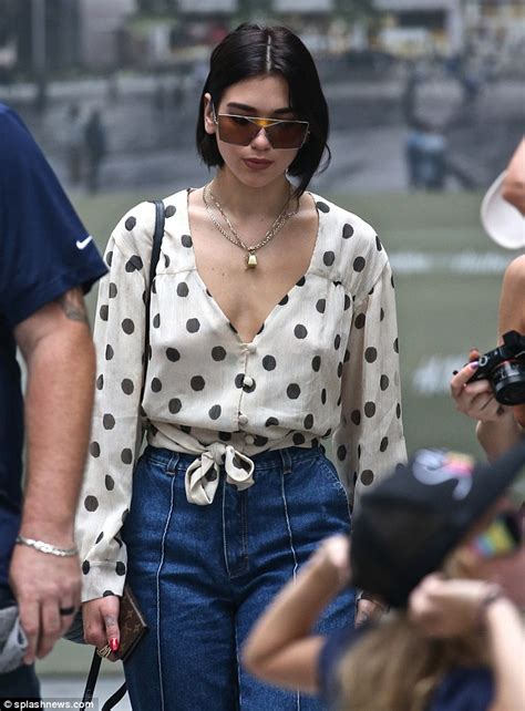 Dua Lipa Shows Off Her Sartorial Flair In A Polka Dot Blouse In Nyc