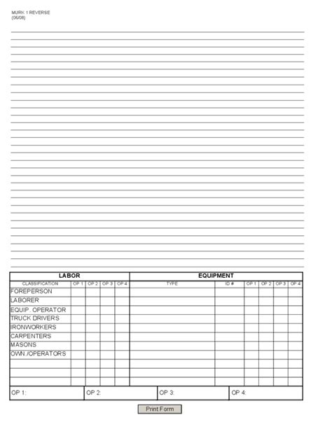 daily work report form
