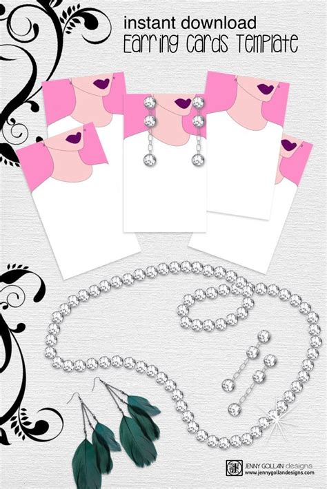 earring cards printable template jewelry pinterest template