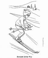Coloring Ski Snow Pages Color Skiing Sports Printable Kids Winter Sheets Print Drawing Lift Skier Sport Vintage Baseball Fun Cross sketch template