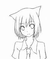 Neko Lineart Pages Coloring Deviantart Anime Girl Sketch Cute Template Atsume Cat Wolf Girls Cats Fox Templates Chat sketch template