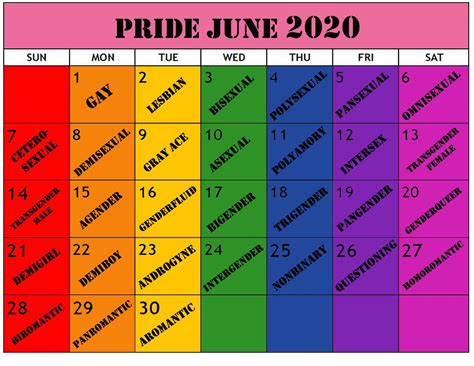 pride month 2020 lgbtq quotes pride month calendar lgbt memes