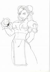 Chun Lineart Fighter sketch template