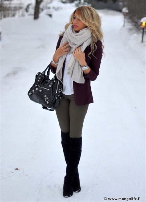 Jacket Blazer Winter Outfits Leggings Black Knee High Boots