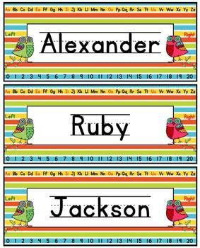 editable owl nameplates kindergarten  day  plate grouping