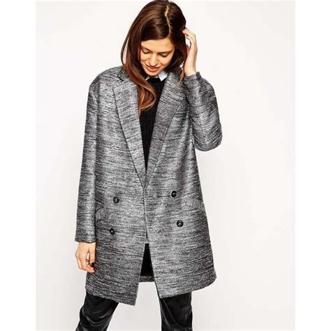 asos coat  metallic double breast details   uah   polyvore featuring outerwear