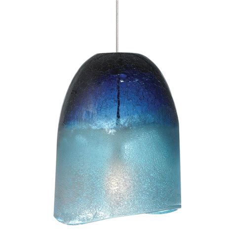 lbl lighting chill  light satin nickel xenon mini pendant  blue shade hsbuscbmpt