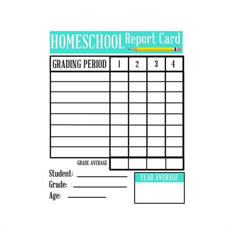 sample homeschool report card templates   ms word
