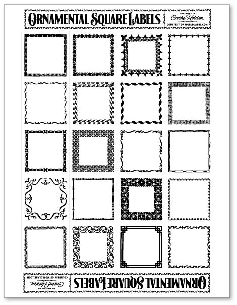 ornamental square labels  cathe holden  printable labels
