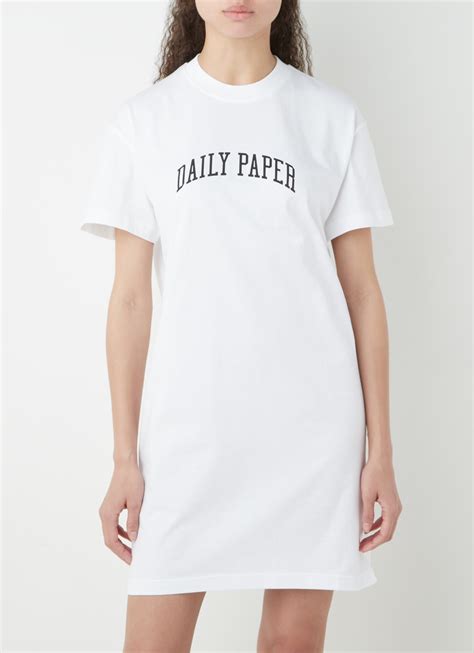 daily paper regra  shirt jurk met logo wit de bijenkorf