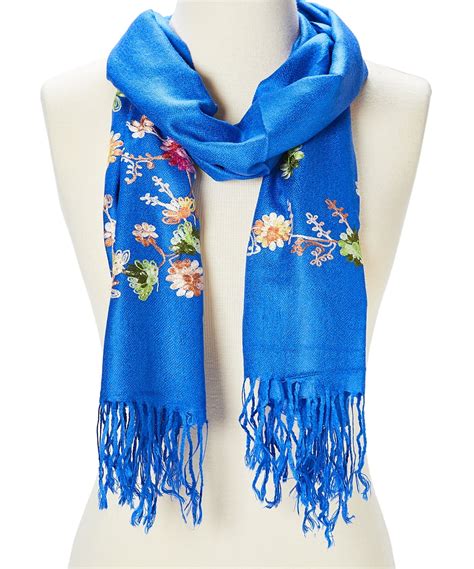oussum scarfs  women floral scarves embroidered long neck wraps