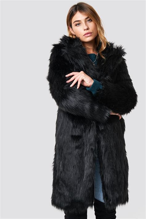 long faux fur coat black na kdcom