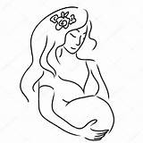 Pregnant Woman Drawing Girl Lady Drawn Hand Illustration sketch template