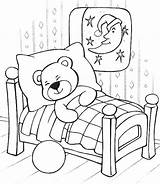 Coloring Sleeping Bear Sleep Teddy Drawing Pages Pajama Printable Party Comfort Sleepover Book Colouring Pajamas Sheets Color Month National Celebratepicturebooks sketch template