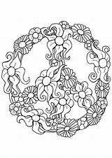 Coloring Peace Sign Pages Printable Adults Flowers Flower Mandala Adult Drawing Colouring Sheets Mandalas Symbol Templates Kids Book Simple Buzzle sketch template